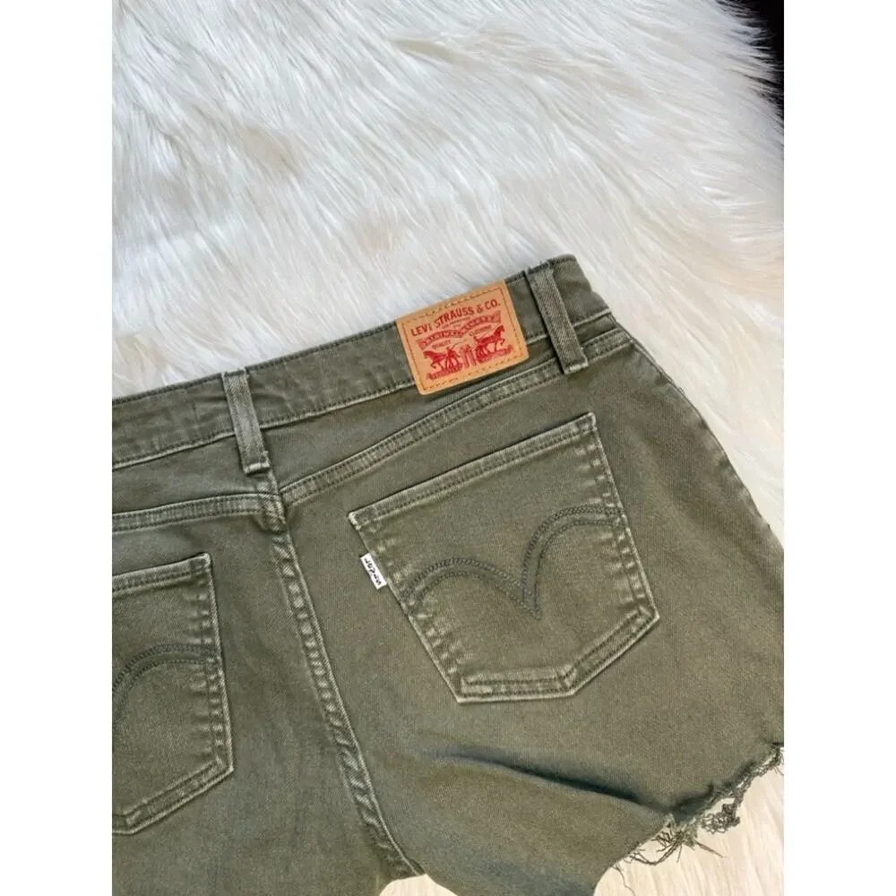 Levi’s Olive Green 30” 535 Super Skinny Denim Cut Offs